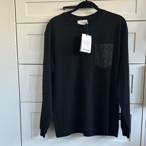 Coach Black Long-Sleeve Tee with Signature Pocket
